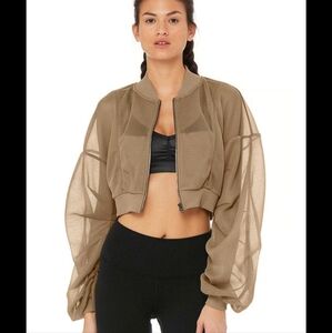 Women's Tan Mesh Crop Jacket